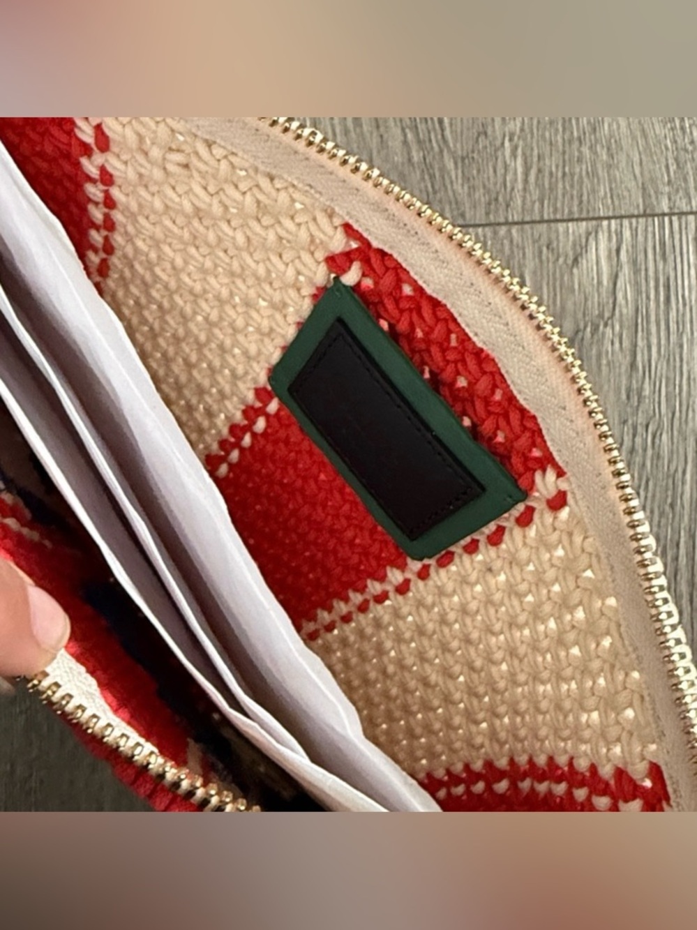 Clare V Ciao Crochet Clutch Cream Poppy Stripe NWT Sold Out - Picture 9 of 10